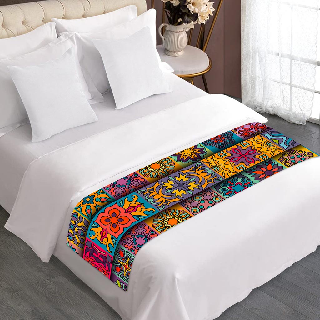 Rectangle Mandala Bohemian Pattern Print Bed Runner