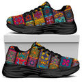 Rectangle Mandala Bohemian Pattern Print Black Chunky Shoes