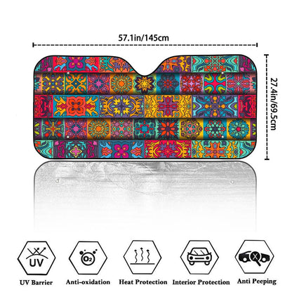 Rectangle Mandala Bohemian Pattern Print Car Windshield Sun Shade