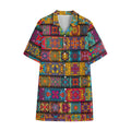 Rectangle Mandala Bohemian Pattern Print Cotton Hawaiian Shirt