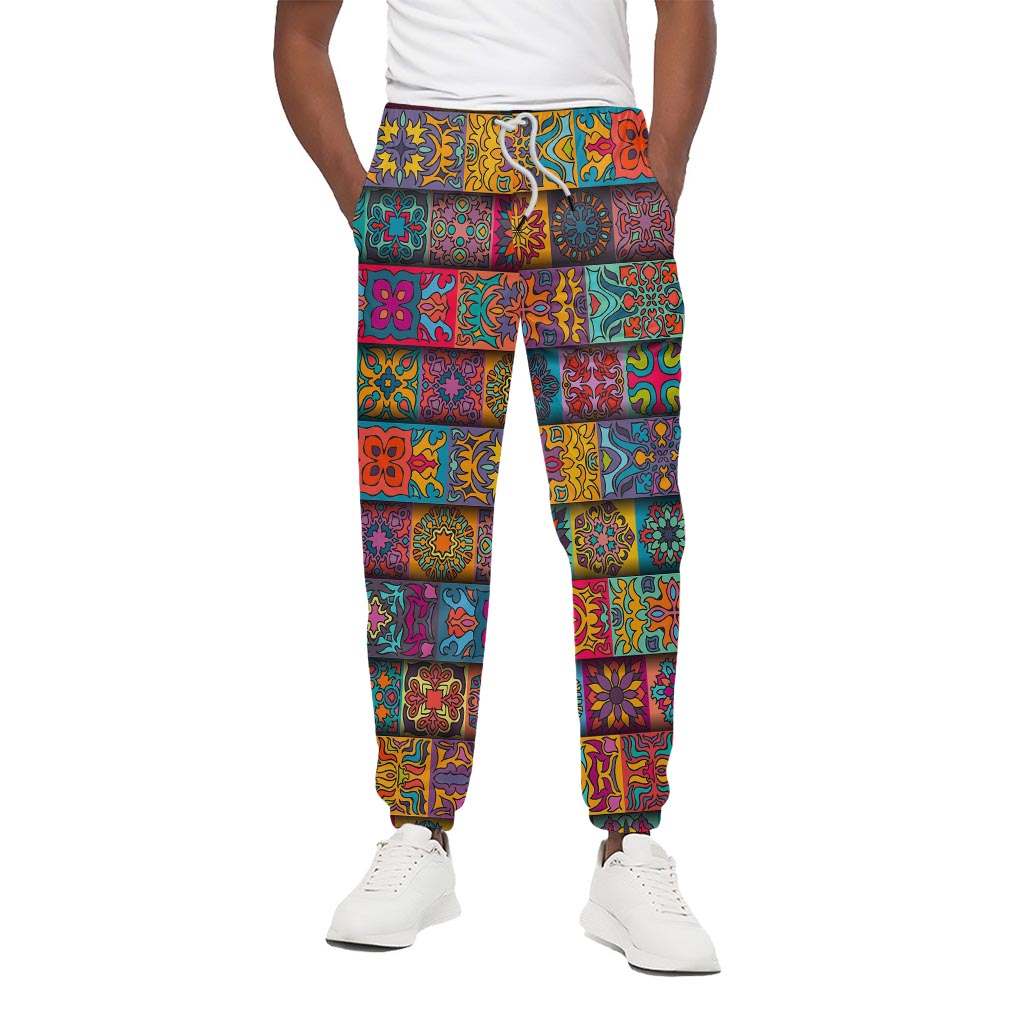 Rectangle Mandala Bohemian Pattern Print Cotton Pants