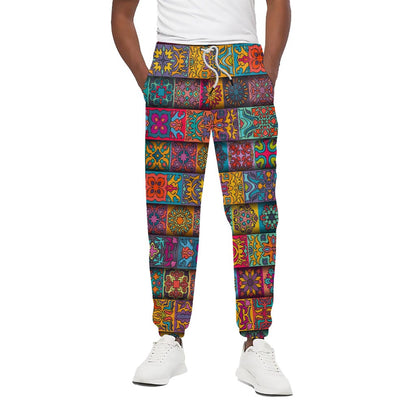 Rectangle Mandala Bohemian Pattern Print Cotton Pants