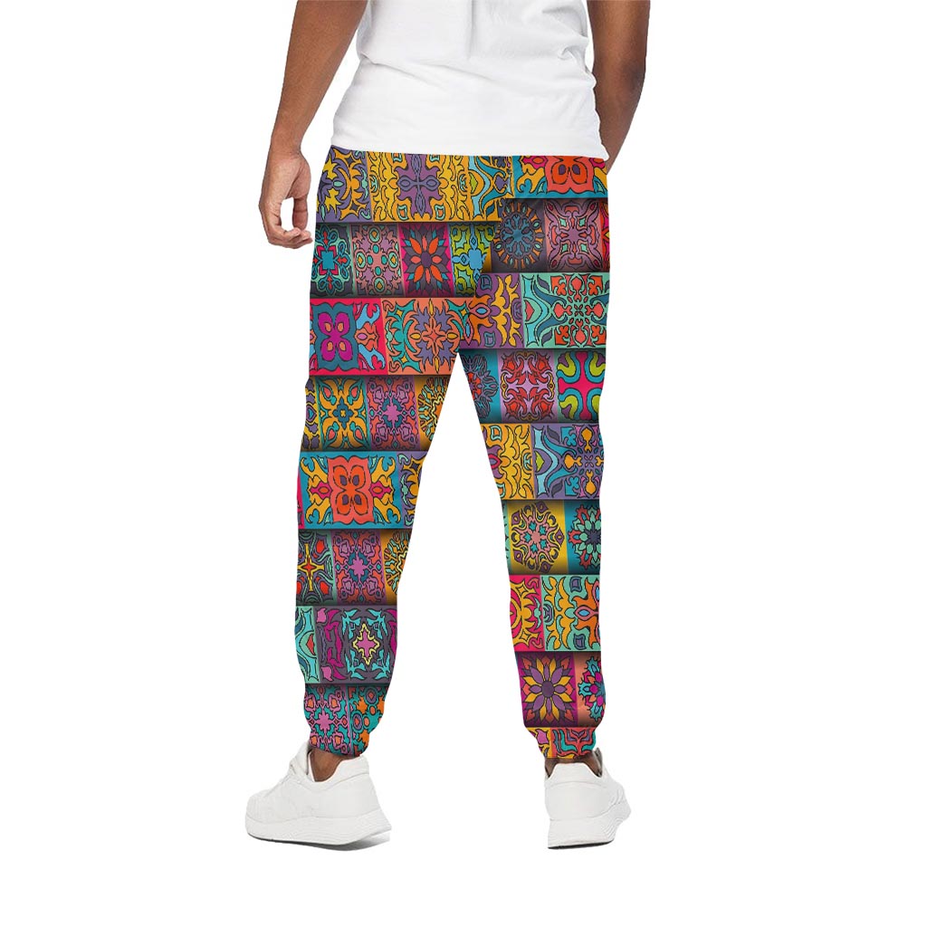 Rectangle Mandala Bohemian Pattern Print Cotton Pants