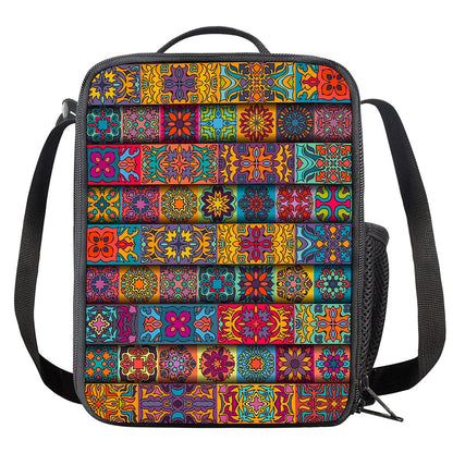Rectangle Mandala Bohemian Pattern Print Crossbody Lunch Bag