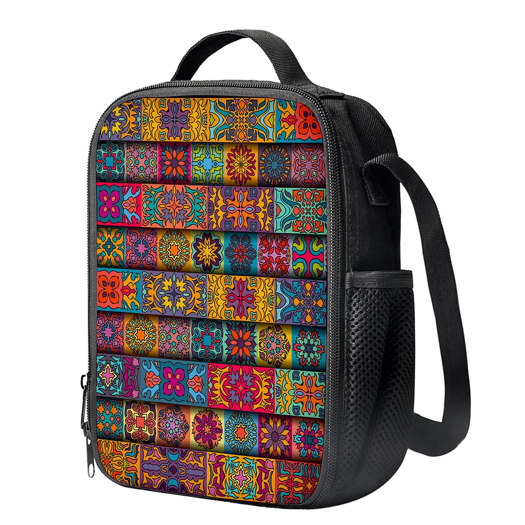 Rectangle Mandala Bohemian Pattern Print Crossbody Lunch Bag