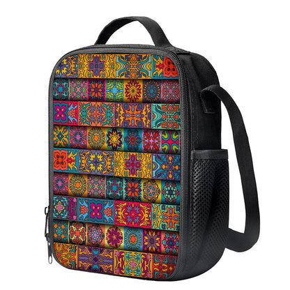 Rectangle Mandala Bohemian Pattern Print Crossbody Lunch Bag