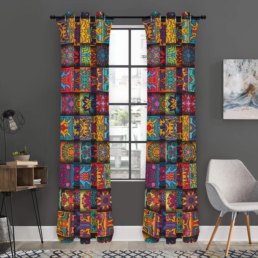Rectangle Mandala Bohemian Pattern Print Curtain