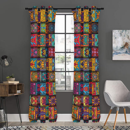 Rectangle Mandala Bohemian Pattern Print Curtain