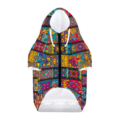 Rectangle Mandala Bohemian Pattern Print Dog Zip Up Hoodie