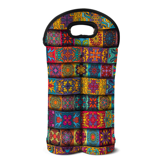 Rectangle Mandala Bohemian Pattern Print Double Neoprene Wine Tote