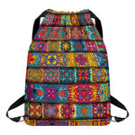 Rectangle Mandala Bohemian Pattern Print Drawstring Backpack