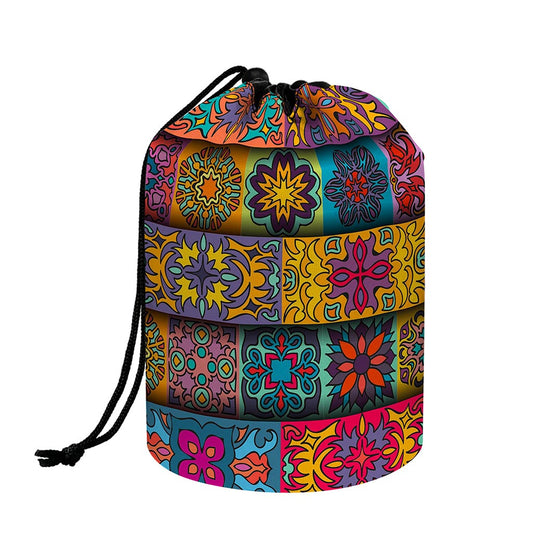 Rectangle Mandala Bohemian Pattern Print Drawstring Makeup Bag