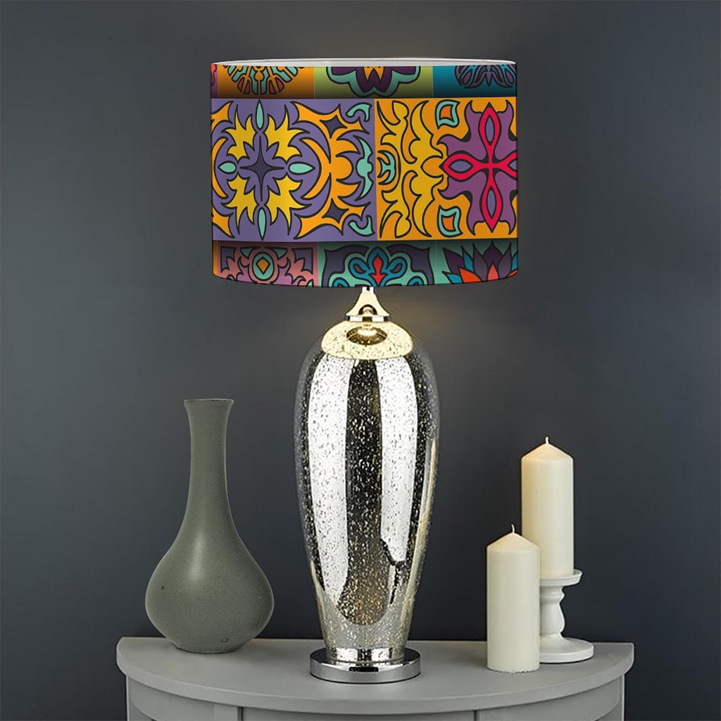 Rectangle Mandala Bohemian Pattern Print Drum Lamp Shade
