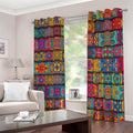 Rectangle Mandala Bohemian Pattern Print Extra Wide Grommet Curtains