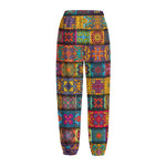 Rectangle Mandala Bohemian Pattern Print Fleece Lined Knit Pants