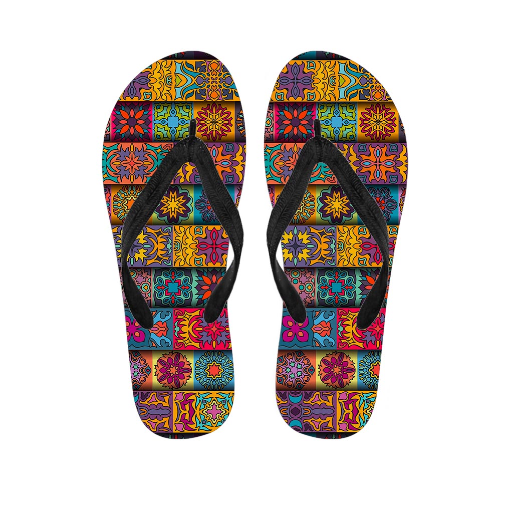 Rectangle Mandala Bohemian Pattern Print Flip Flops