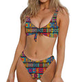 Rectangle Mandala Bohemian Pattern Print Front Bow Tie Bikini
