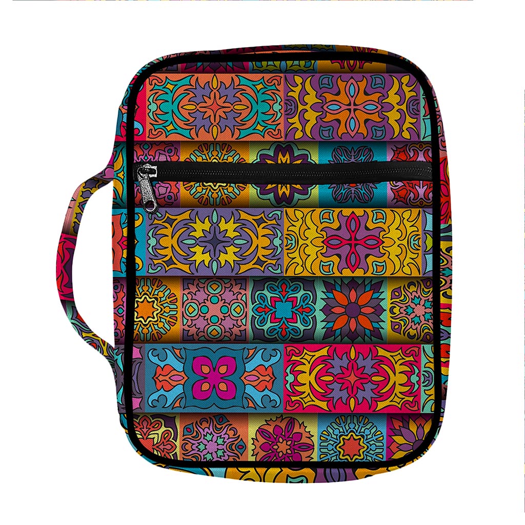Rectangle Mandala Bohemian Pattern Print Front Pocket Bible Bag