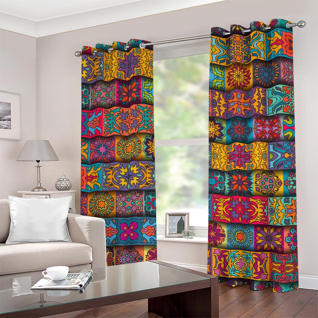 Rectangle Mandala Bohemian Pattern Print Grommet Curtains