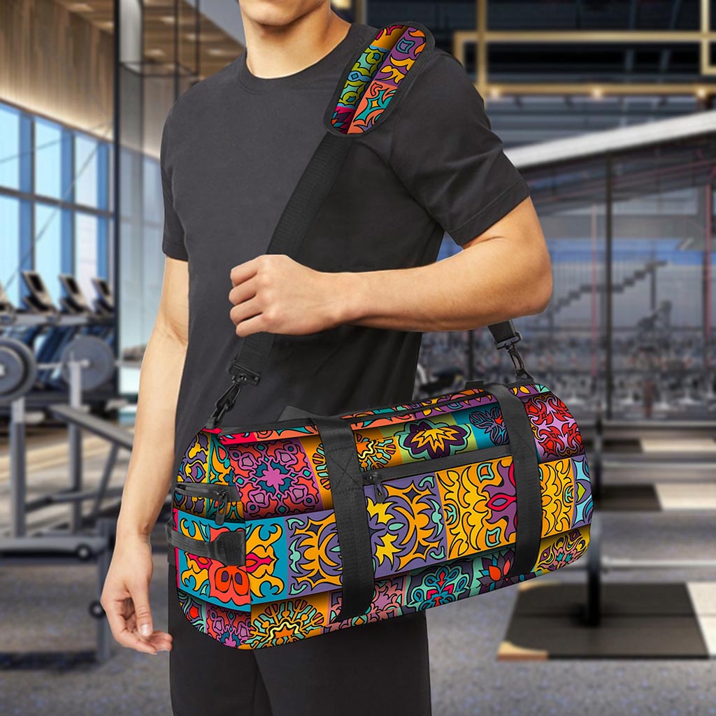 Rectangle Mandala Bohemian Pattern Print Gym Bag