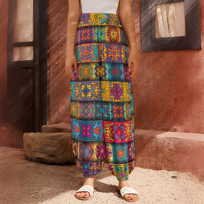 Rectangle Mandala Bohemian Pattern Print Harem Pants