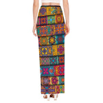 Rectangle Mandala Bohemian Pattern Print High Slit Maxi Skirt