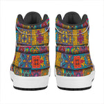 Rectangle Mandala Bohemian Pattern Print High Top Leather Sneakers