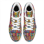 Rectangle Mandala Bohemian Pattern Print High Top Leather Sneakers