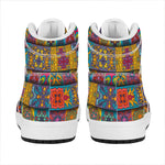 Rectangle Mandala Bohemian Pattern Print High Top Leather Sneakers