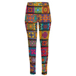Rectangle Mandala Bohemian Pattern Print High-Waisted Pocket Leggings