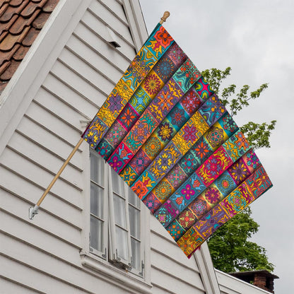 Rectangle Mandala Bohemian Pattern Print House Flag