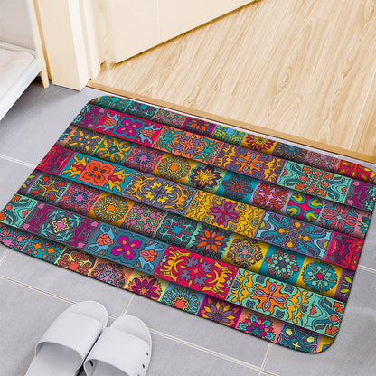 Rectangle Mandala Bohemian Pattern Print Indoor Door Mat