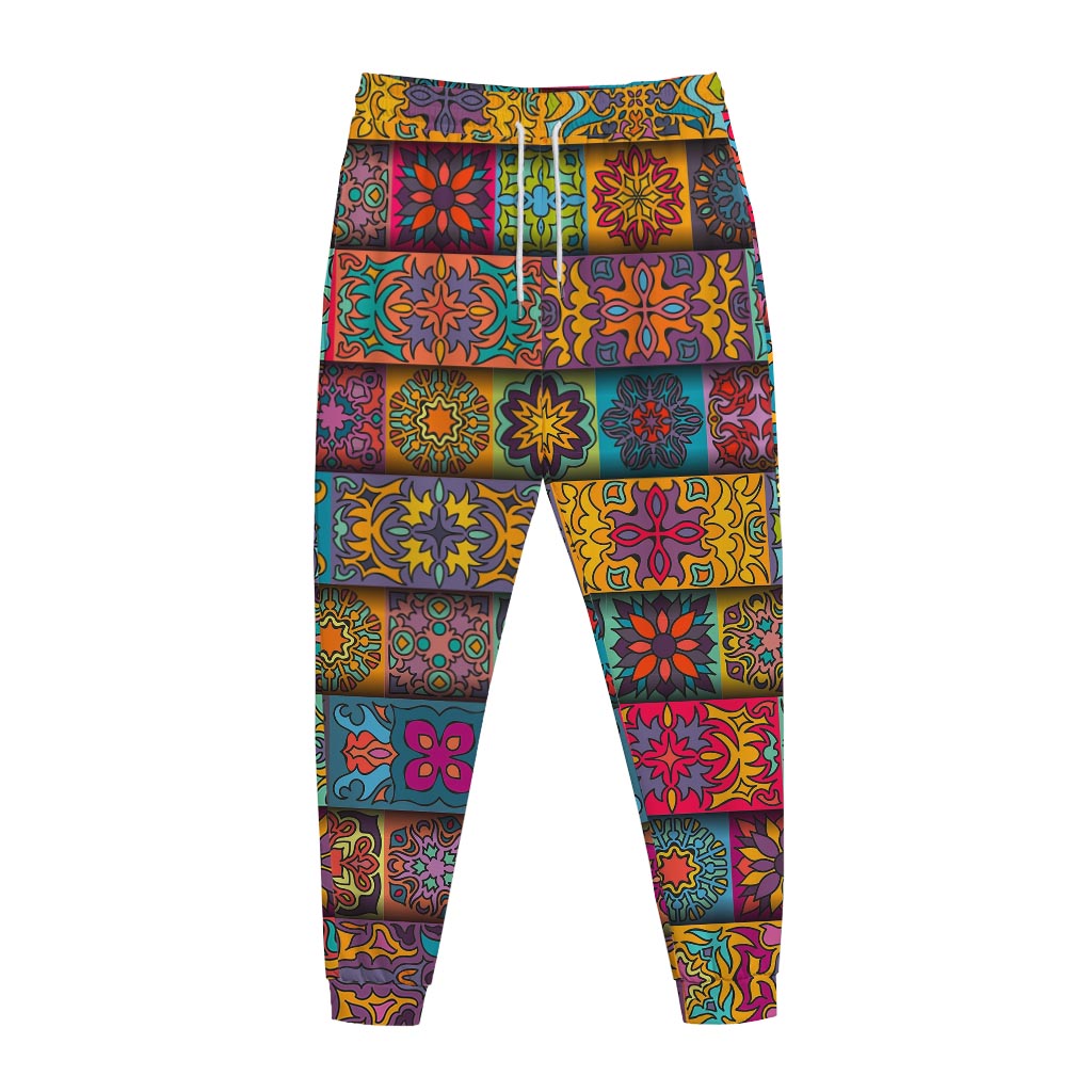 Rectangle Mandala Bohemian Pattern Print Jogger Pants