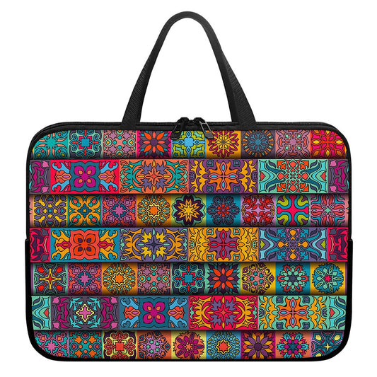 Rectangle Mandala Bohemian Pattern Print Laptop Sleeve With Handle
