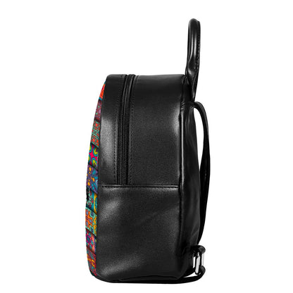 Rectangle Mandala Bohemian Pattern Print Leather Backpack