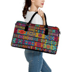 Rectangle Mandala Bohemian Pattern Print Leather Duffle Bag