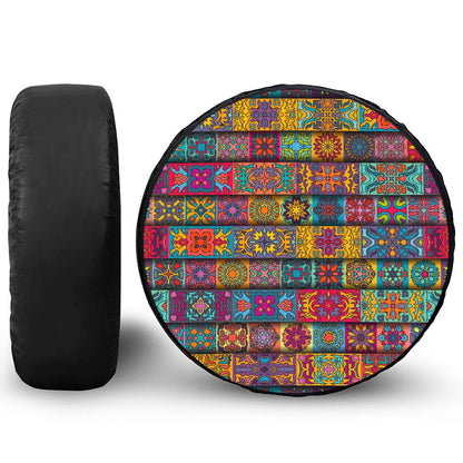 Rectangle Mandala Bohemian Pattern Print Leather Spare Tire Cover
