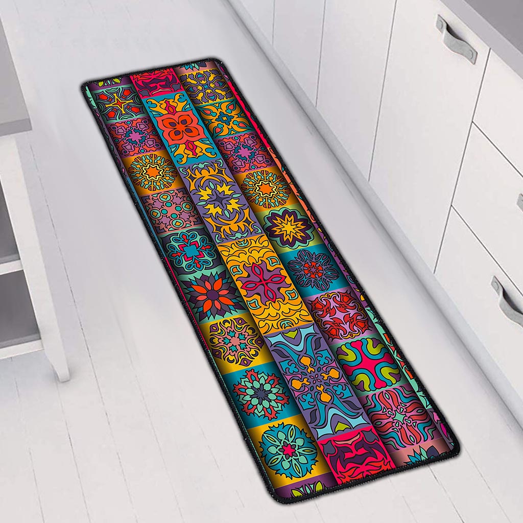 Rectangle Mandala Bohemian Pattern Print Long Kitchen Mat