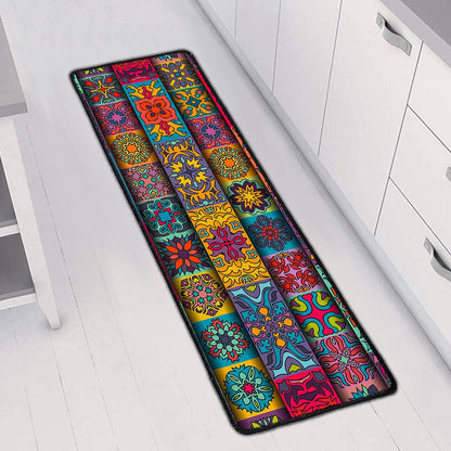 Rectangle Mandala Bohemian Pattern Print Long Kitchen Mat