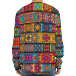 Rectangle Mandala Bohemian Pattern Print Long Sleeve Baseball Jersey