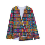 Rectangle Mandala Bohemian Pattern Print Long Sleeve Short Coat