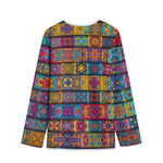 Rectangle Mandala Bohemian Pattern Print Long Sleeve Short Coat