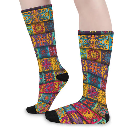 Rectangle Mandala Bohemian Pattern Print Long Socks