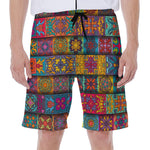 Rectangle Mandala Bohemian Pattern Print Men's Beach Shorts