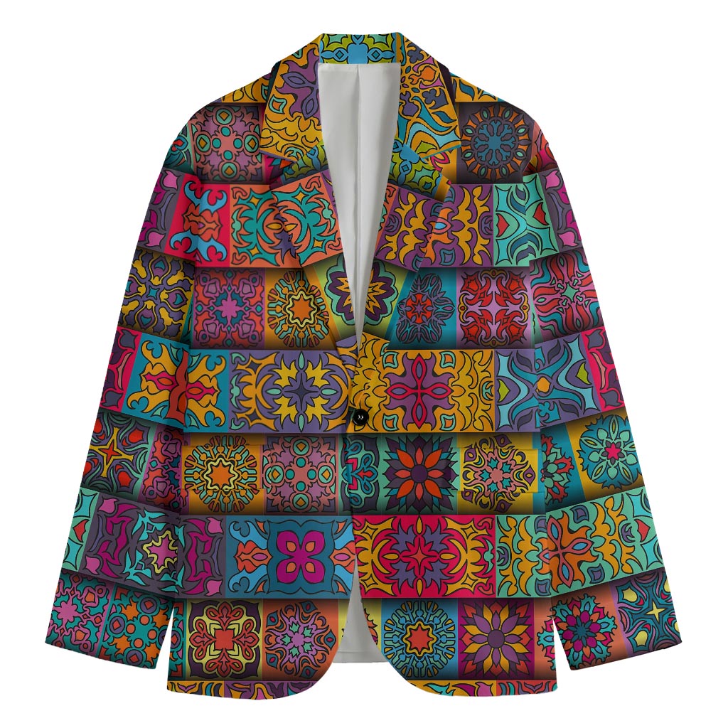 Rectangle Mandala Bohemian Pattern Print Men's Blazer