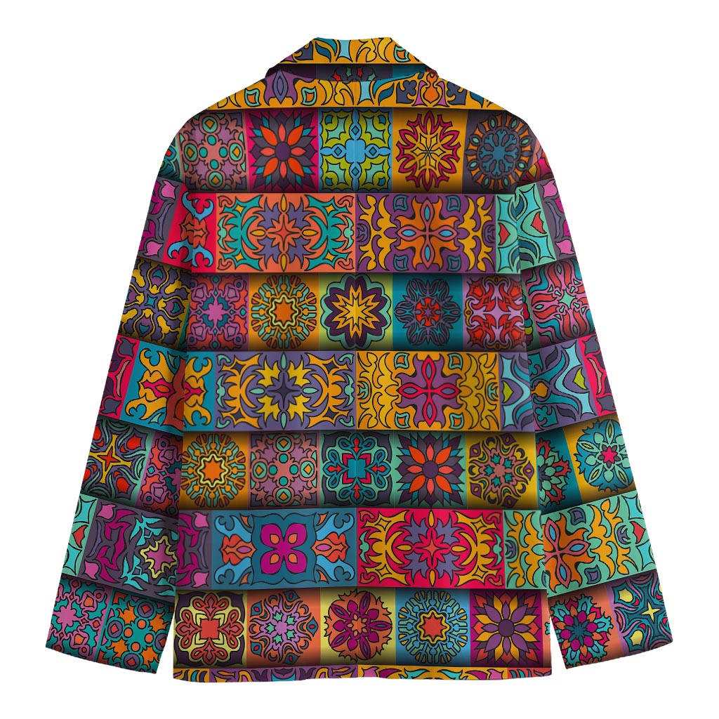 Rectangle Mandala Bohemian Pattern Print Men's Blazer