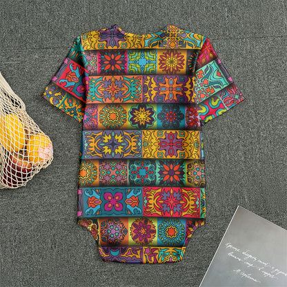 Rectangle Mandala Bohemian Pattern Print Men's Bodysuit