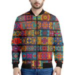 Rectangle Mandala Bohemian Pattern Print Men's Bomber Jacket