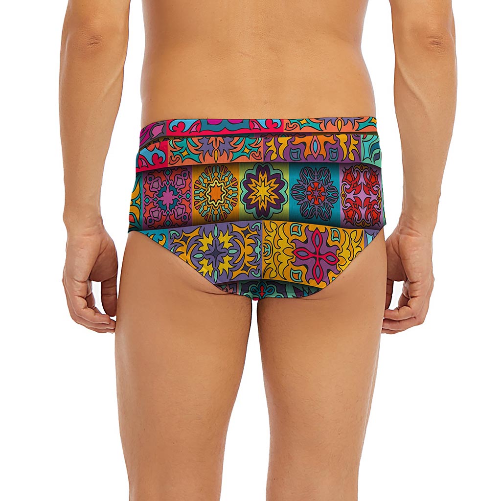Rectangle Mandala Bohemian Pattern Print Men's Briefs