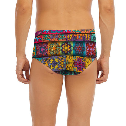 Rectangle Mandala Bohemian Pattern Print Men's Briefs
